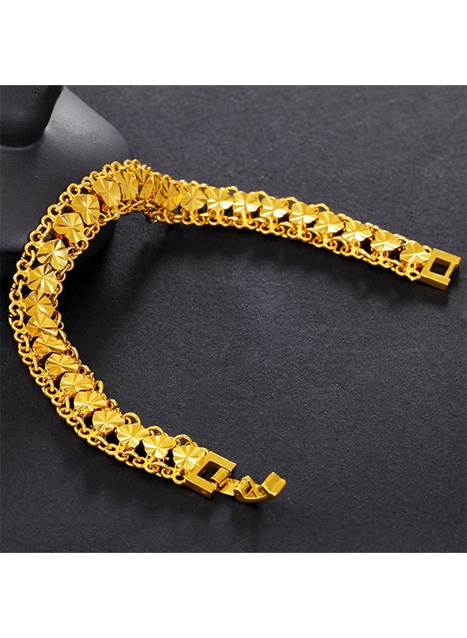Heart Decor Chain Bracelet Cuff Bangle Jewelry Gift for Women Wife Golden - Image 3